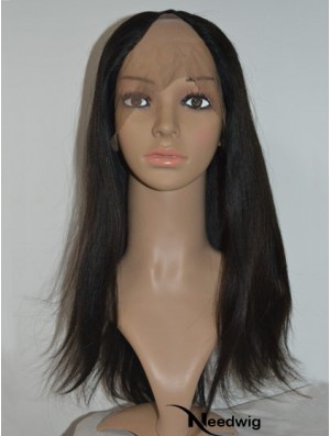 U Part Wig Cap With Lace Front Remy Long Length Black Color