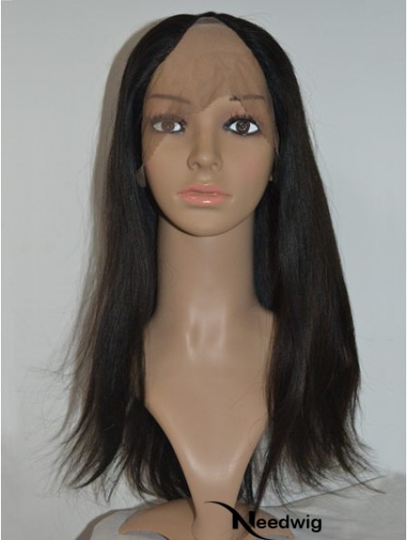 U Part Wig Cap With Lace Front Remy Long Length Black Color