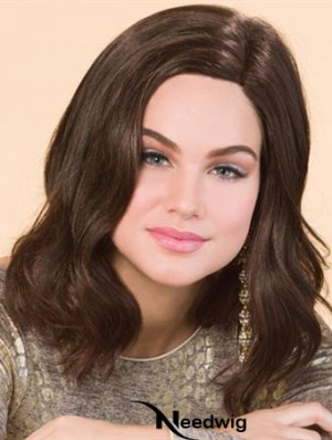 Shoulder Length Wavy Without Bangs Good Brown Lace Front Wigs