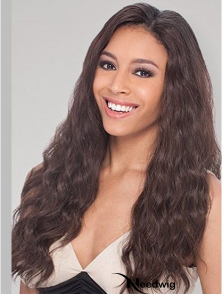 Brown Long Perfect Wavy Without Bangs Lace Wigs