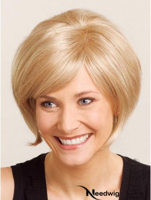 Chin Length Straight 100% Hand-tied Blonde Online Bob Wigs