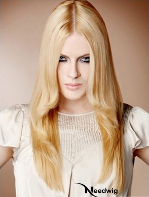 22 inch Straight Blonde 100% Hand Tied Synthetic Mono Cap Wigs