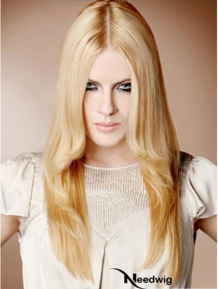 22 inch Straight Blonde 100% Hand Tied Synthetic Mono Cap Wigs