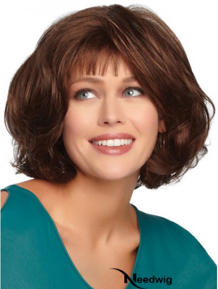 Amazing Auburn Chin Length Wavy Bobs Monofilament Wigs