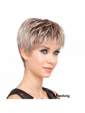 Sassy Blonde Cropped Straight Layered Lace Front Wigs