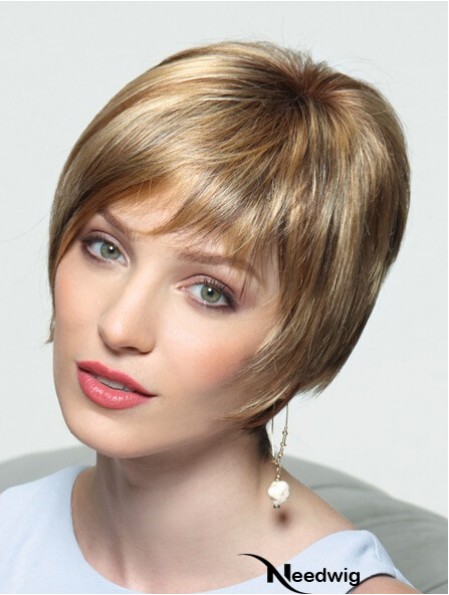 Layered Short Straight Blonde 8 inch Perfect Monofilament Wigs