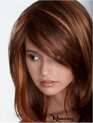 Auburn 20 inch Fashionable Long Straight With Bangs Lace Wigs