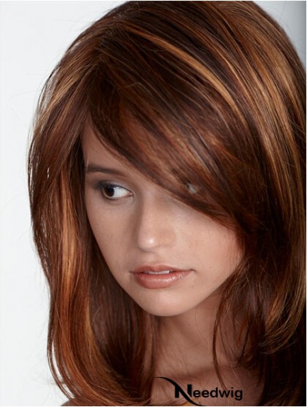 Auburn 20 inch Fashionable Long Straight With Bangs Lace Wigs