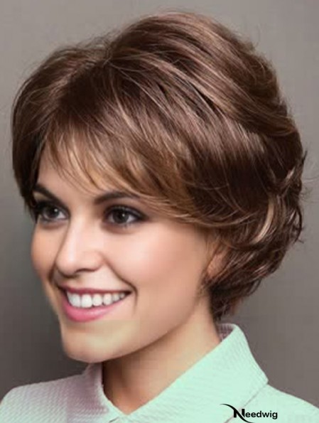 4 inch Short Capless Brown Bobs With Fringes