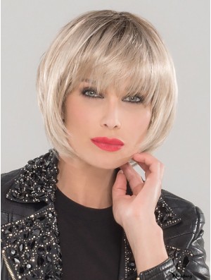 10 inch Short Monofilament Platinum Blonde Layered Bob