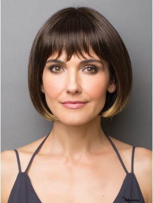 10 inch Chin Length Monofilament Brown Bob Wigs