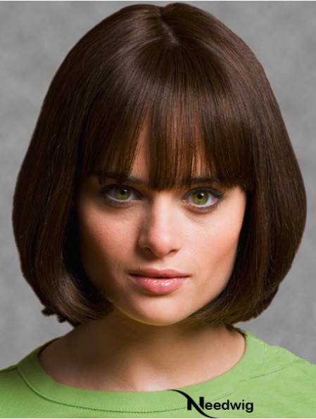 Wigs Bob UK With Synthetic Capless Brown Color Chin Length