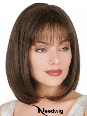 Straight Bob Wig Chin Length Brown Color Bobs Cut With Capless