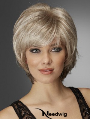 Wavy Chin Length Blonde 10 inch Monofilament Exquisite Bob Wigs