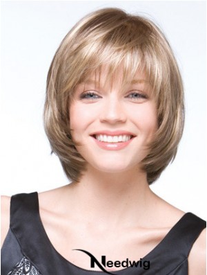 Capless Chin Length Straight Blonde Discount Bob Wigs