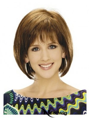 Capless Chin Length Straight Blonde Natural Bob Wigs