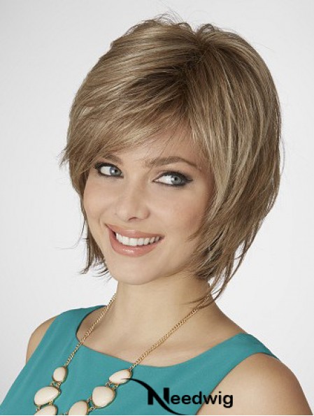 Straight Chin Length Blonde 10 inch Capless Durable Bob Wigs