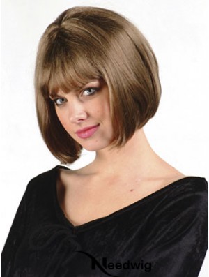 Capless Chin Length Straight Brown Cheap Bob Wigs