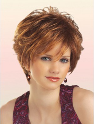 Natural Hair Wig With Capless Short Length Layered Cut