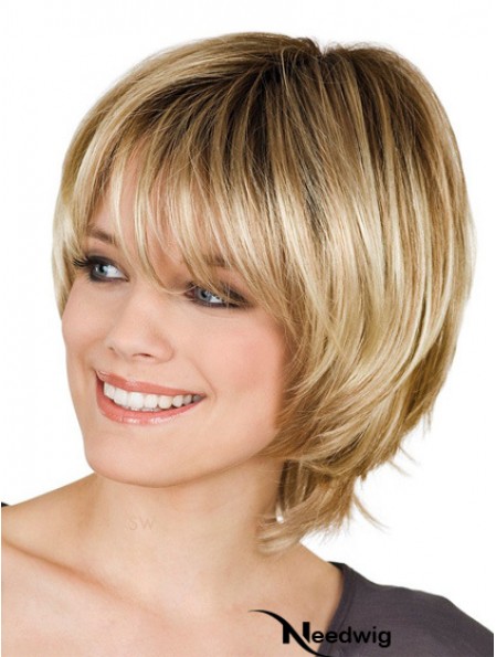 With Bangs Straight Blonde Capless Affordable Short Wigs