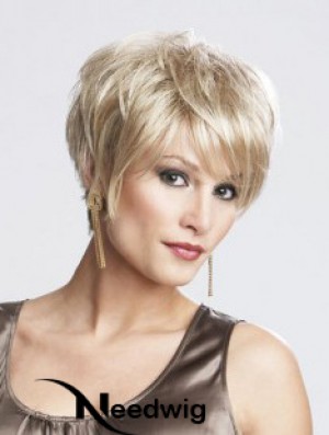 8 inch Sassy Straight Layered Blonde Short Wigs