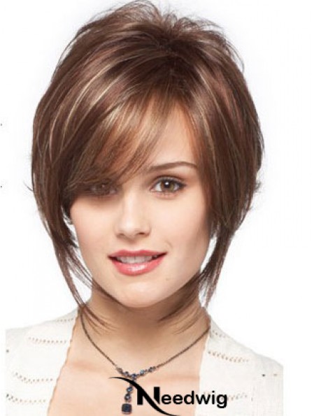 Bobs Wavy Brown Capless Designed Short Wigs