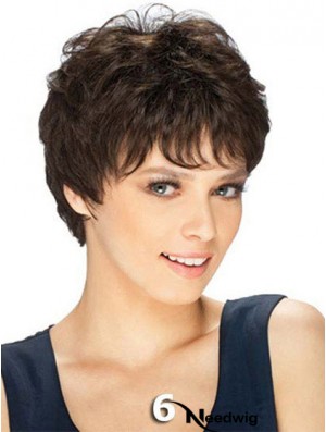 Boycuts Straight Brown Capless Durable Short Wigs