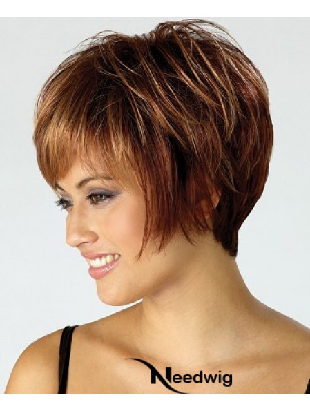 Cheap Wig With Capless Synthetic Cropped Length Brown Color Boycuts