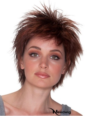 8 inch Exquisite Straight Layered Auburn Short Wigs