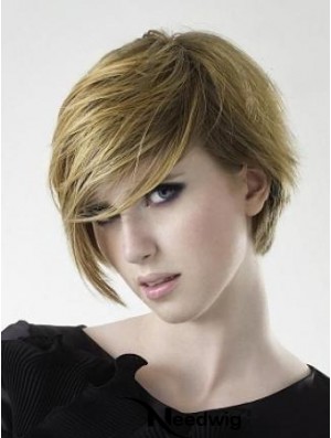 Layered Straight Blonde Capless Cheap Short Wigs