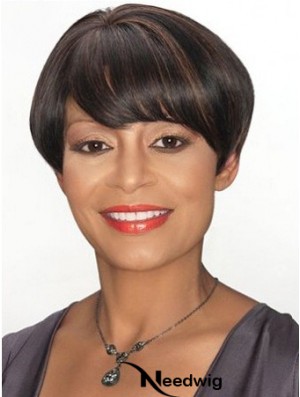 Boycuts Straight Brown Capless Modern Short Wigs