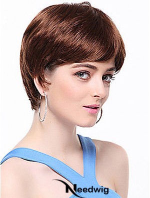 Boycuts Straight Auburn Capless Top Short Wigs