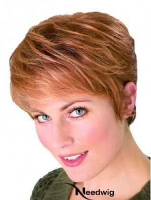 Straight Boycuts Cropped Perfect Auburn Synthetic Wigs