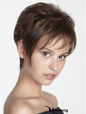 Boycuts Straight Brown Capless Modern Short Wigs