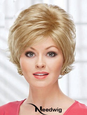 8 inch Beautiful Wavy Layered Blonde Short Wigs