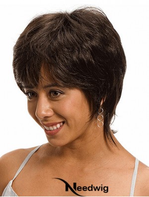 Chin Length Layered 10 inch Straight Brown Medium Wigs