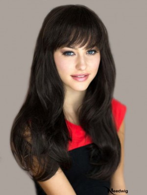 Amazing Black Straight With Bangs Capless Long Wigs