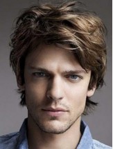 Brown Lace Front Wavy Short Layered Mens Wigs