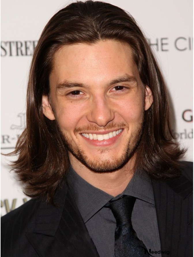 Remy Human Capless Shoulder Wavy Long Human Hair Wigs For Men UK