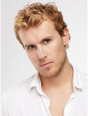 Blonde Short Curly Capless Curly Synthetic Wig Men