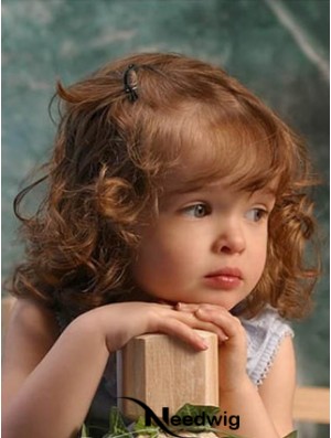 Wigs For Kids With Remy Lace Front Shoulder Length Curly Style