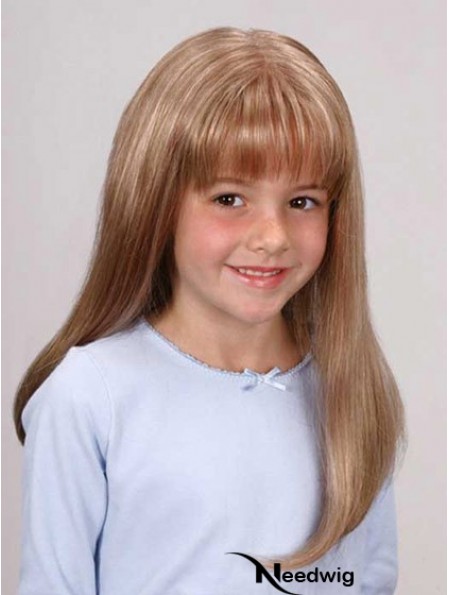 Straight Long Blonde Synthetic Lace Front Kids Wigs