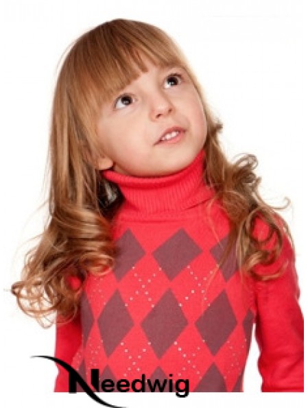 Wavy Long Auburn Remy Human Hair 100% Hand-tied Kids Wigs