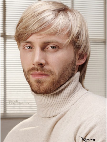 Full Lace Blonde 6 inch Short With Bangs Costume Wigs For Men