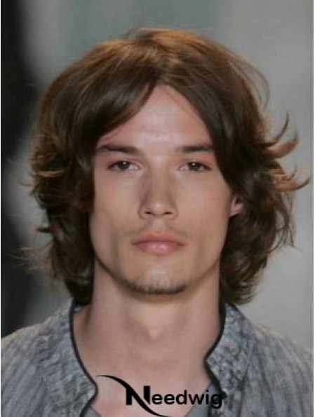 Auburn Lace Front Straight Chin Length Human Hair Men's Wigs