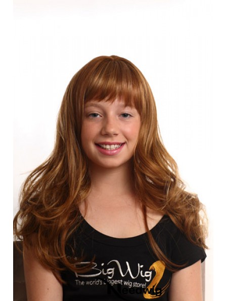 Wavy Long Auburn Synthetic Capless Kids Wigs