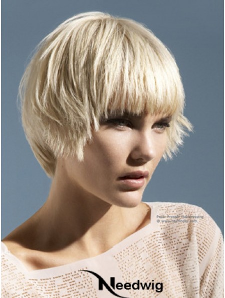 Monofilament Boycuts Short Straight 10 inch Platinum Blonde Convenient Fashion Wigs