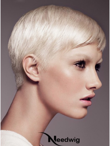 Capless Boycuts Short Straight 8 inch Platinum Blonde Fabulous Fashion Wigs