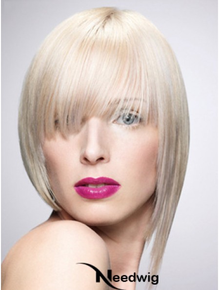 Monofilament Bobs Short Straight 10 inch Platinum Blonde New Fashion Wigs