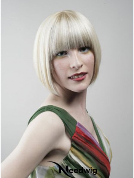 Full Lace Bobs Chin Length Straight 10 inch Platinum Blonde Designed Fashion Wigs